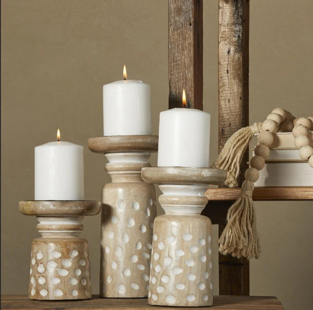 Mango Wood Candle Holders