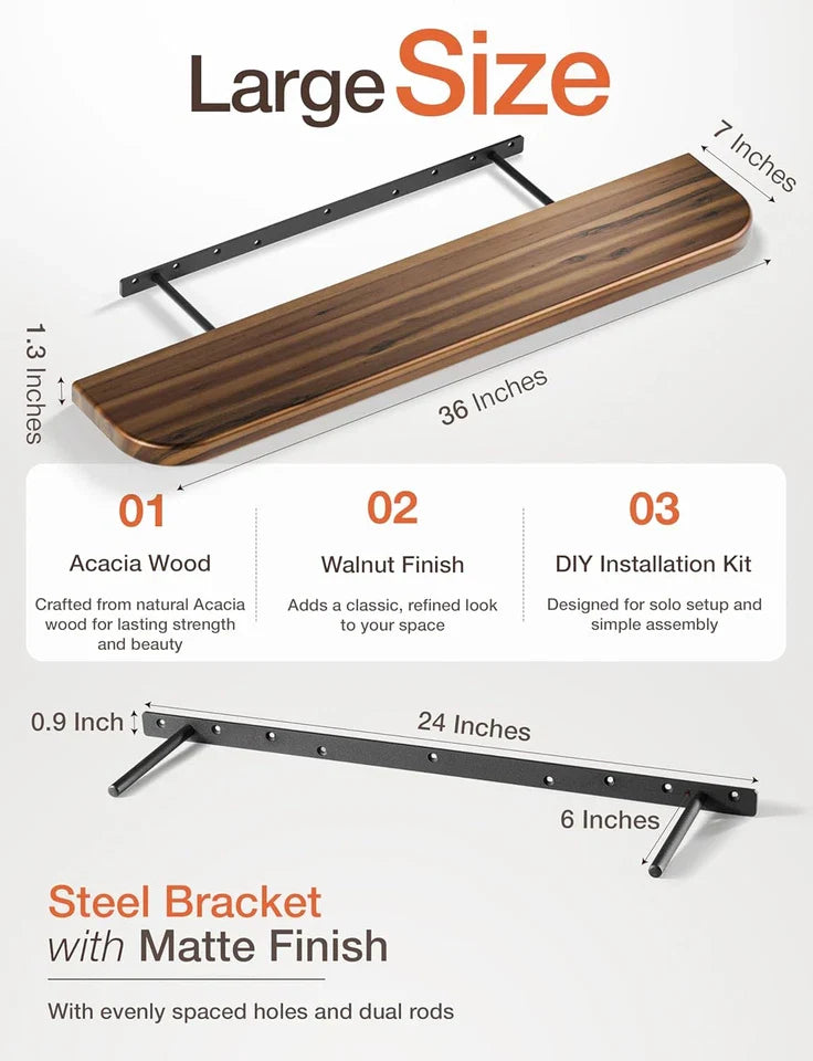 Floating Acacia Shelves