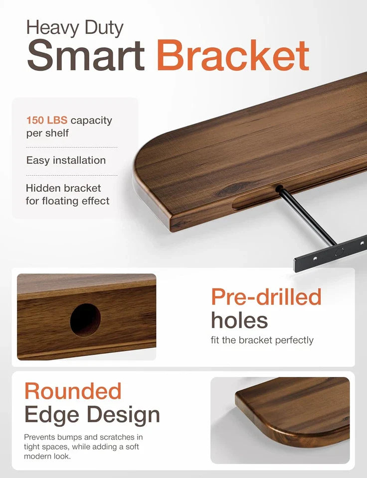 Floating Acacia Shelves