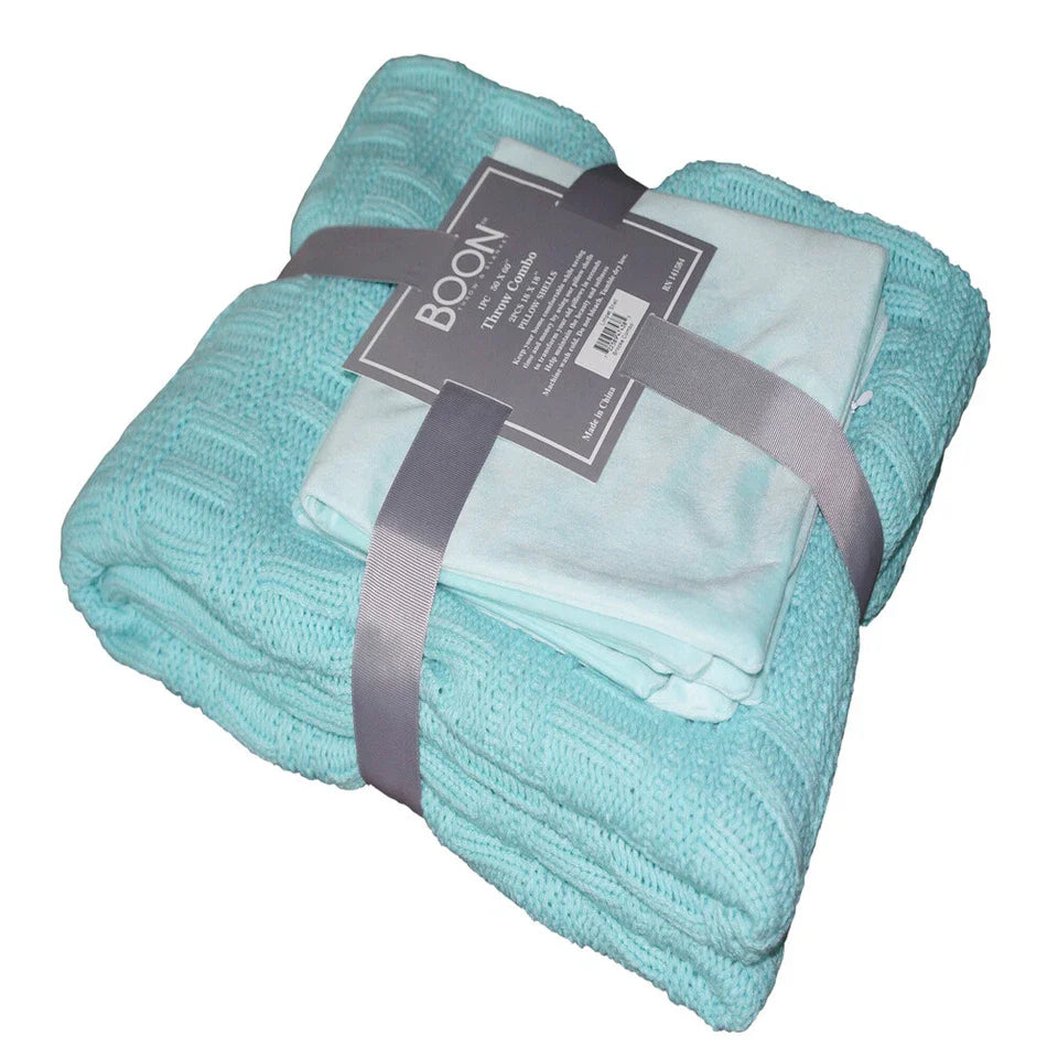 Cable Knit Throw Set